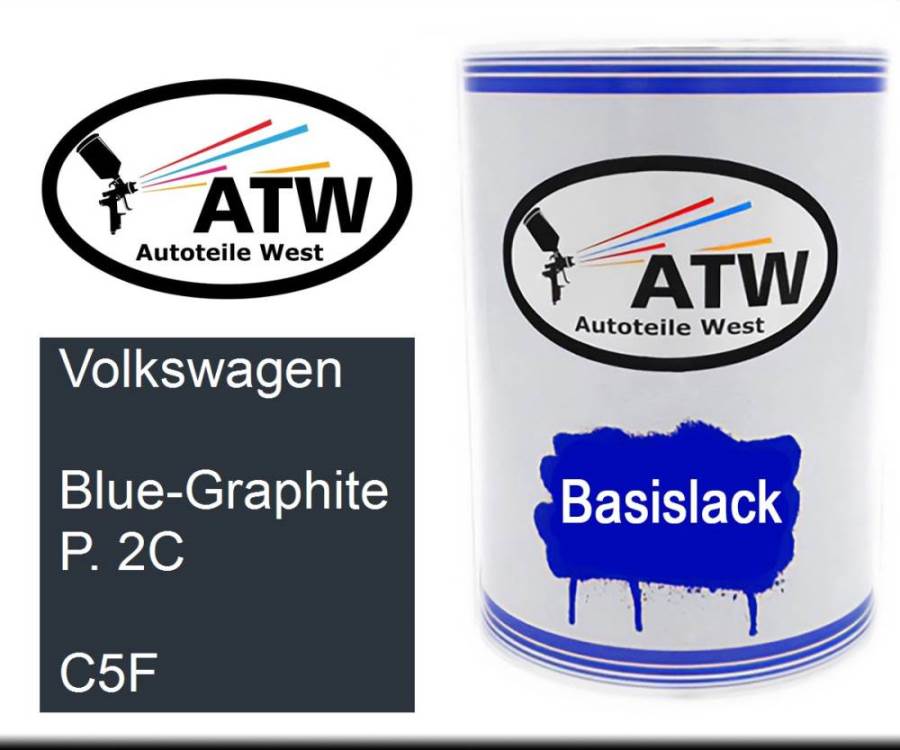 Volkswagen, Blue-Graphite P. 2C, C5F: 500ml Lackdose, von ATW Autoteile West.